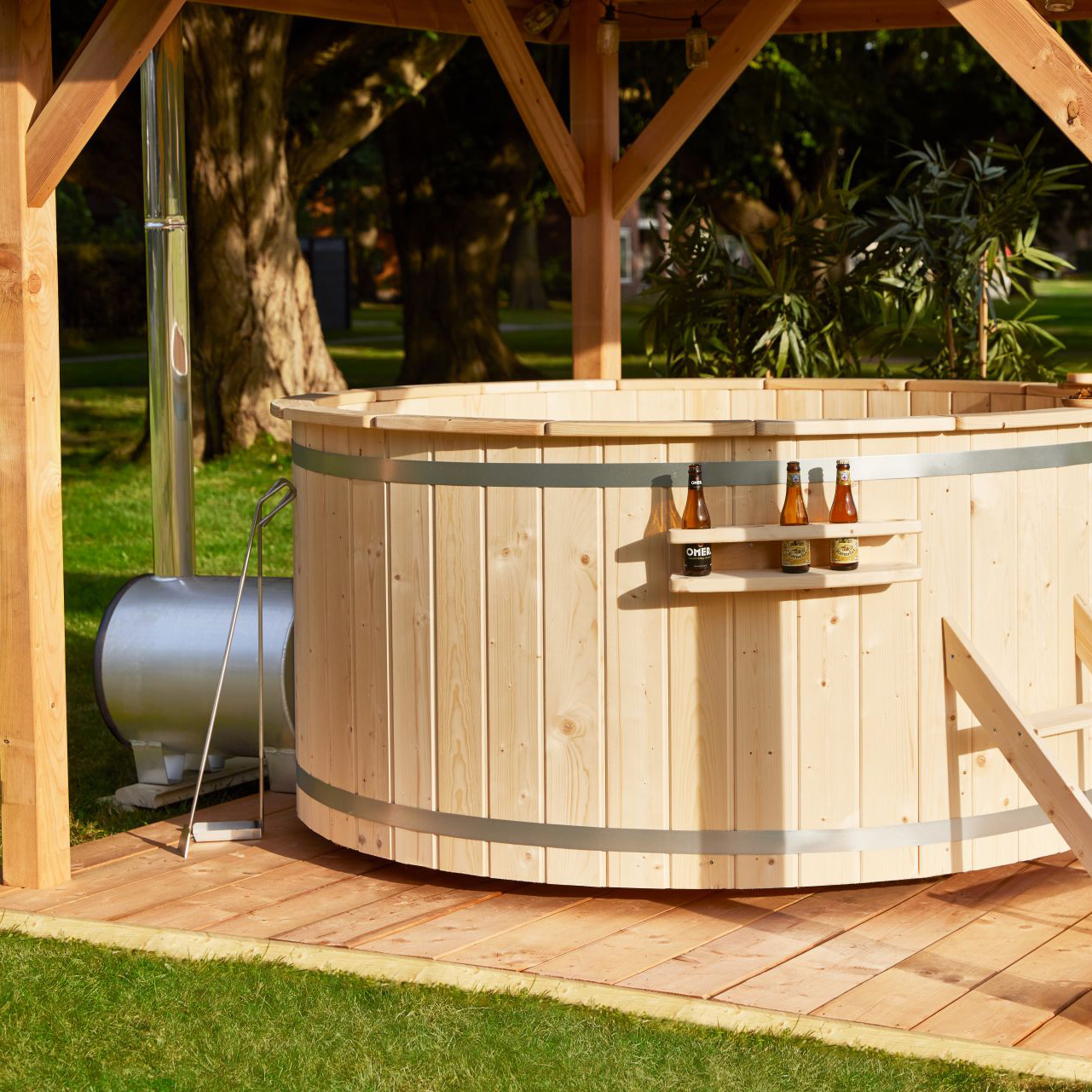 Hottub met externe RVS kachel ø200 cm onbehandeld vuren 3 Hottub met externe RVS kachel ø200 cm onbehandeld vuren - Afbeelding 3