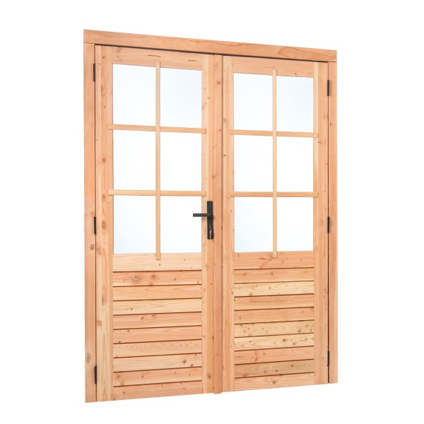 Douglas dubbele glas deur 6-ruits B1850xH2050mm buitenmaat, linksdraaiend