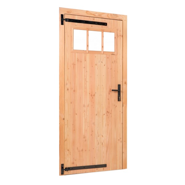 Douglas enkele klampdeur met raam B1000xH2050mm buitenmaat, linksdraaiend (beslagset zwart)