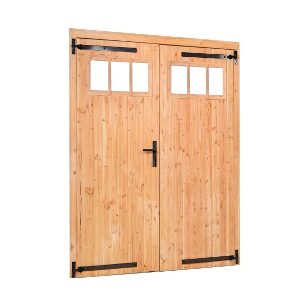 Douglas dubbele klampdeur met raam B1850xH2050mm buitenmaat, linksdraaiend (beslagset zwart)