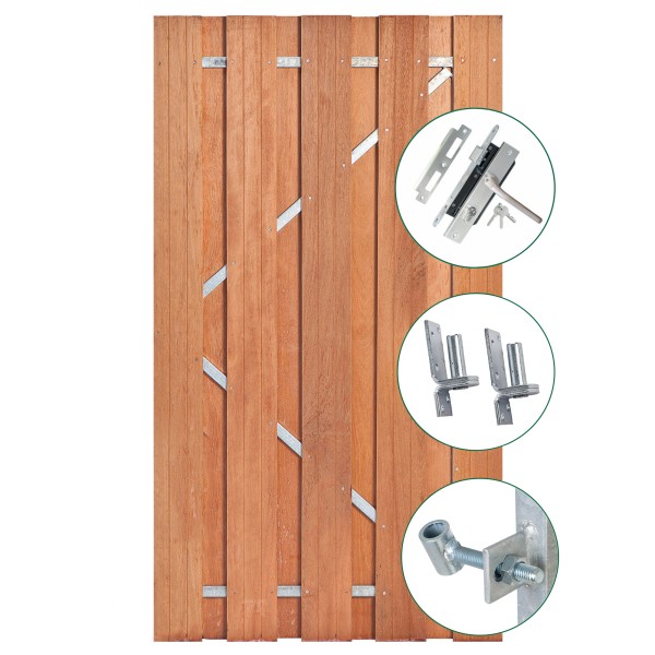 Tuindeur Solide keruing hardhout , 9-planks 180 x 100 cm