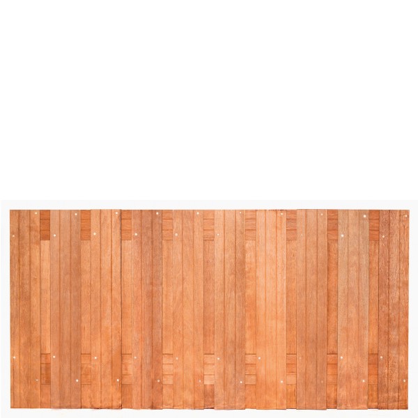 Tuinscherm Dronten, keruing hardhout, RVS-geschroefd, 21-planks (19+2) 180 x 90 cm