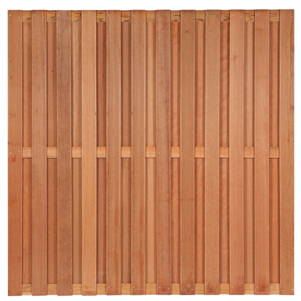 Tuinscherm Leeuwarden, keruing hardhout, RVS-geschroefd, 26-planks (23+3) 180 x 180 cm