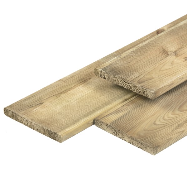 Grenen plank 17x140x1800mm, vers, groen geïmpregneerd, geschaafd, 4 ronde hoeken