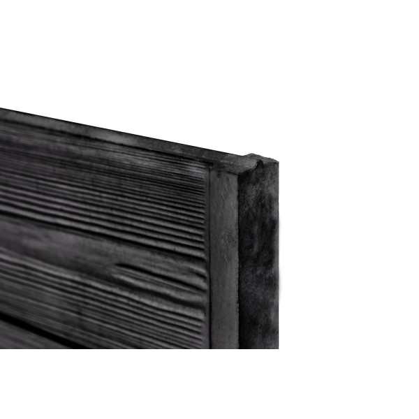 Berton©-motiefplaat smal antraciet gecoat H26 x D3,5 x L184 cm rabat-houtmotief