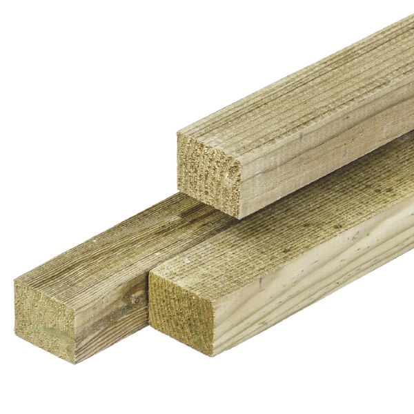 Grenen regel 2,8 x 3,6 x 180 cm, vers, groen geïmpregneerd, geschaafd, scherpkantig