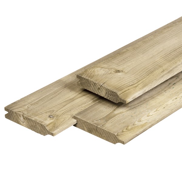 Grenen dubbel rabat 1,8 x 14,0 x 420 cm, vers, groen geïmpregneerd, geschaafd