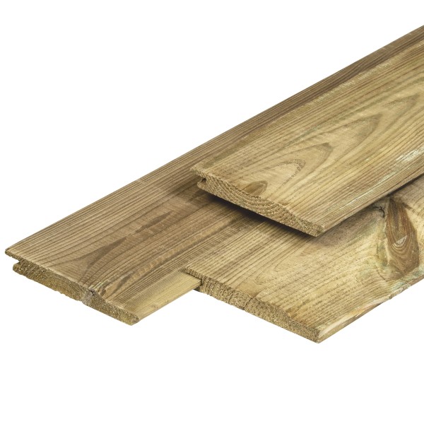 Grenen overhangend rabat 1,6 x 14,0 x 300 cm, vers, groen geïmpregneerd, geschaafd