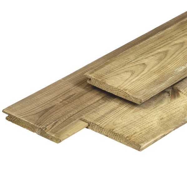 Grenen overhangend rabat 1,8 x 14,5 x 360 cm, vers, groen geïmpregneerd, geschaafd