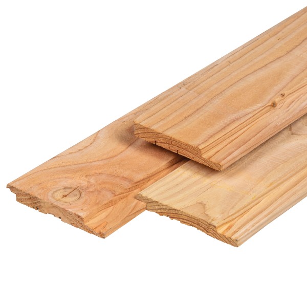 Douglas channelsiding 1,8 x 14,2 x 300 cm, gedroogd, 3 zijden geschaafd, 1 zijde fijnbezaagd