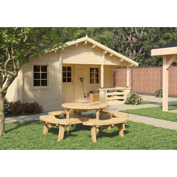 Picknicktafel rond Classic, vuren gedroogd, groen geïmpregneerd