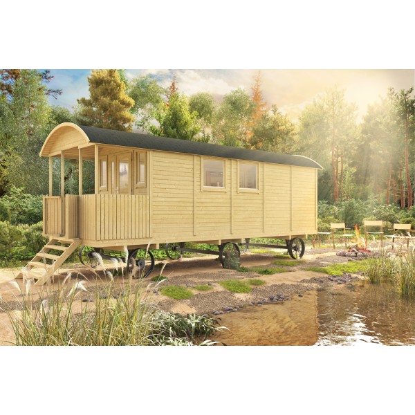 Circuswagen Kathleen | 19mm | vuren onbehandeld | 720 x 240 cm | excl. onderstel