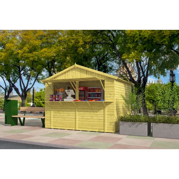 Kiosk Santa | 16mm | vuren groen geïmpregneerd | 308 x 243 cm | incl. vloer