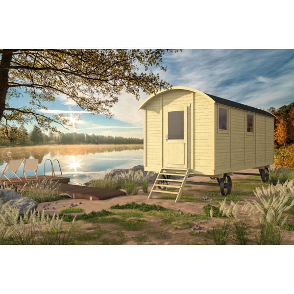 Circuswagen Angelo | 19mm | vuren onbehandeld | 600 x 240 cm | excl. onderstel