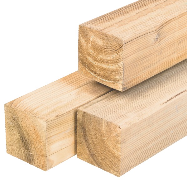 ME vuren paal 8,8 x 8,8 x 220 cm, onbehandeld, geschaafd, 4 ronde hoeken