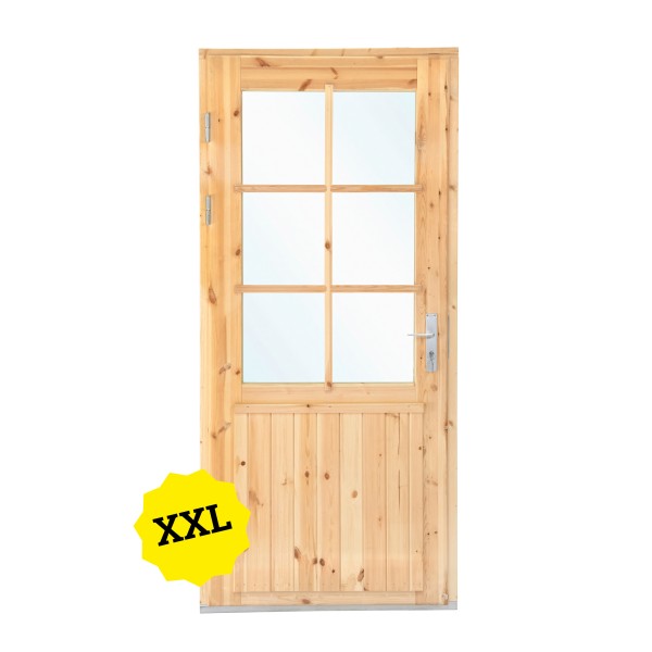 Deur enkel met raam XXL linksdraaiend, vuren 106,5 x 215 cm