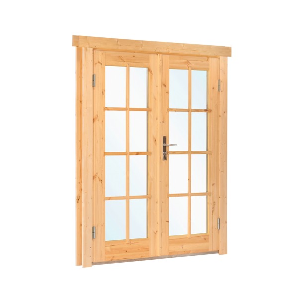 Dubbele deur+kozijn, vuren, dubbel glas DL8