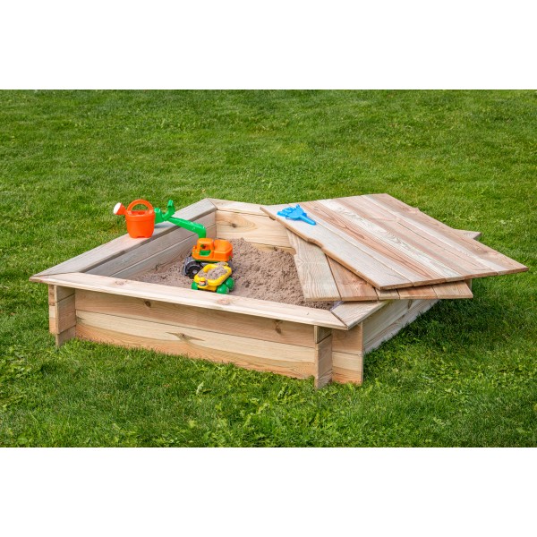 Zandbak vierkant met deksel, geschaafd grenen