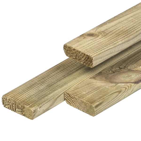 Grenen lat 16x45x1800mm, gedroogd, groen geïmpregneerd, geschaafd, 4 ronde hoeken