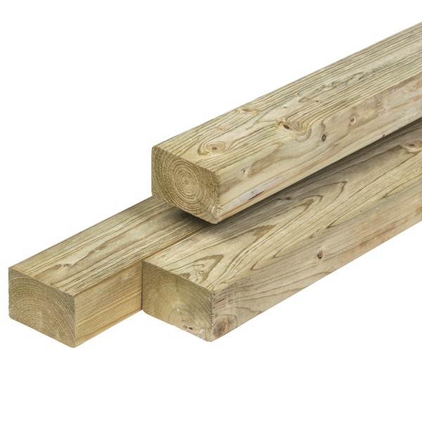 NE vuren regel 45x70x3600mm, vers, groen geïmpregneerd, geschaafd, 4 ronde hoeken