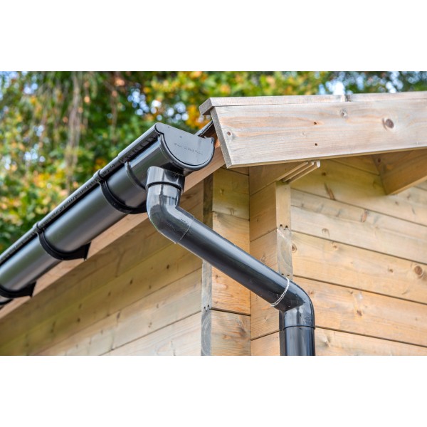 Kunststof dakgoot uitbreidingset 100 mm mastgoot zwart 4-kante daken 200 cm