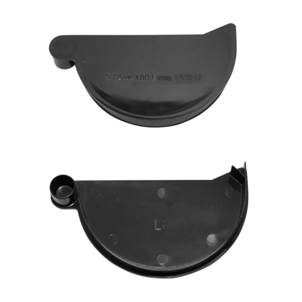 Kunststof mastgoot Eindstuk links 100 mm zwart