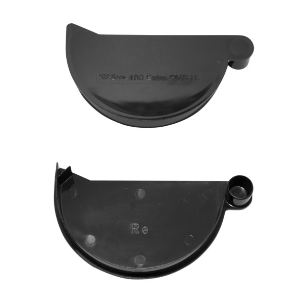 Kunststof mastgoot Eindstuk rechts 100 mm zwart