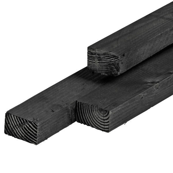 Douglas regel 45x75x2500mm, vers, zwart geïmpregneerd, fijnbezaagd, scherpkantig