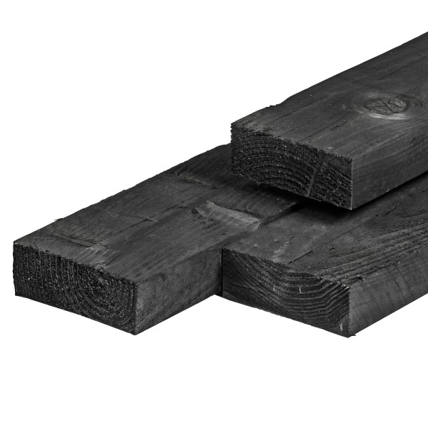 Douglas ligger 50x150x5000mm, vers, zwart geïmpregneerd, fijnbezaagd, scherpkantig