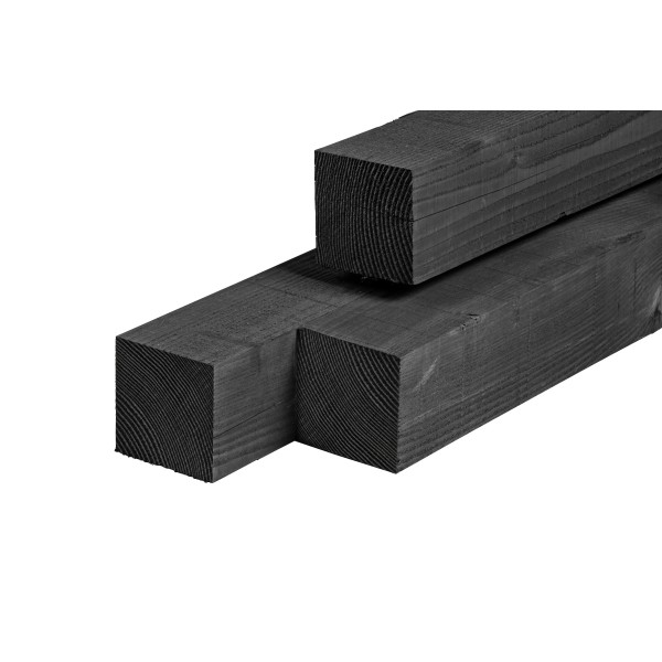 Douglas paal 150x150x3000mm, vers, zwart geïmpregneerd, fijnbezaagd, scherpkantig
