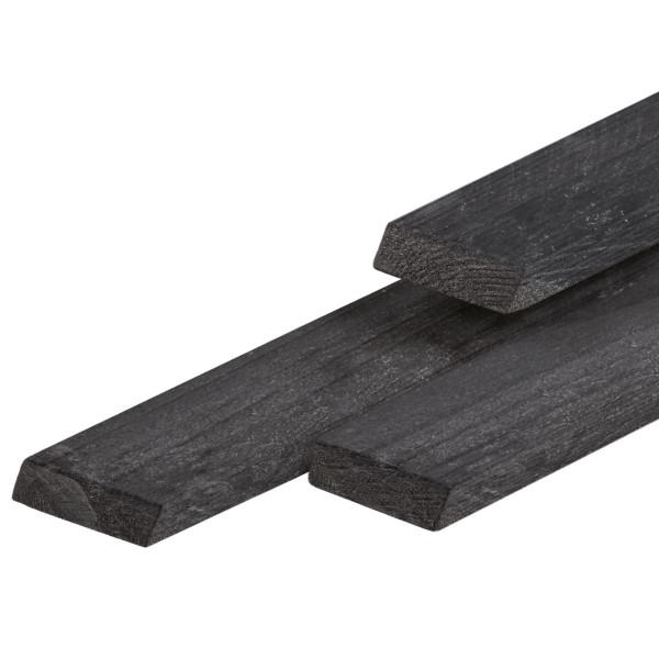 Douglas rhombus profiel 2,0 x 6,5 x 360 cm, gedroogd, zwart gespoten, geschaafd, 4 ronde hoeken
