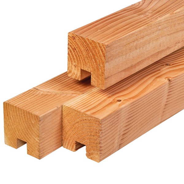 Douglas eindpaal 115x115x3000mm, gedroogd, geschaafd, 4 ronde hoeken