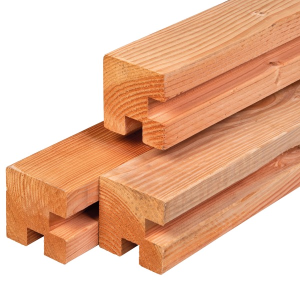 Douglas hoekpaal 115x115x3000mm, gedroogd, geschaafd, 4 ronde hoeken