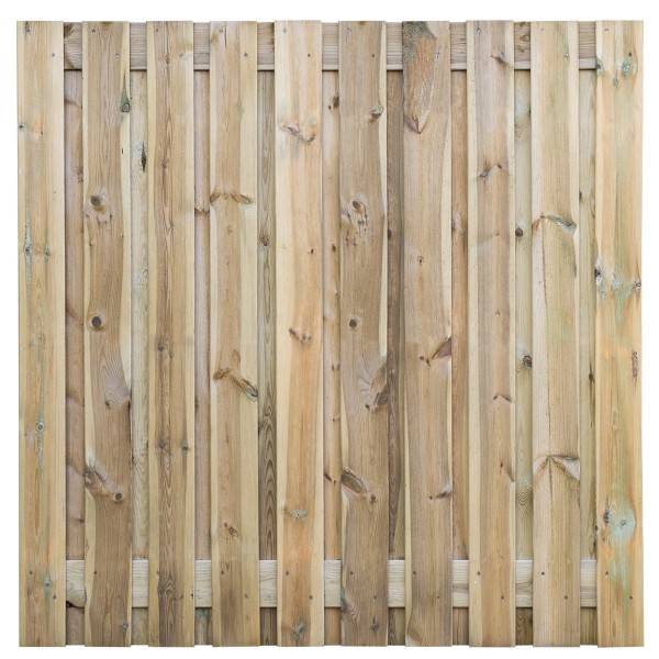Tuinscherm Haaksbergen, groen geïmpregneerd grenen, RVS-geschroefd, 21-planks (19+2) 180 x 180 cm
