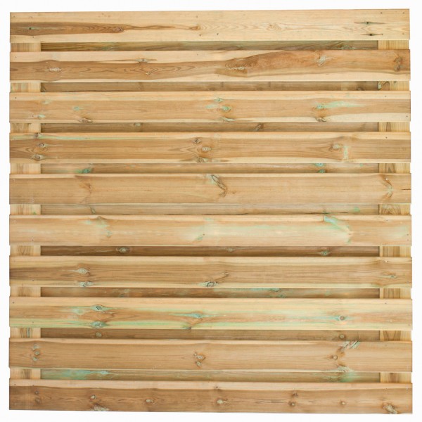 Tuinscherm Breda, groen geïmpregneerd grenen, RVS-geschroefd, horizontaal, 21-planks (19+2) 180 x 180 cm