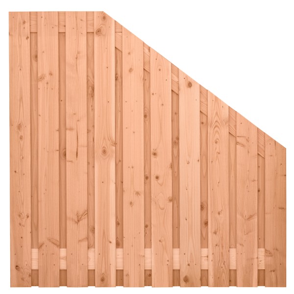 Tuinscherm Zwarte Woud verloop, douglas, RVS-geschroefd, 21-planks (19+2) 180 x 180/90 cm