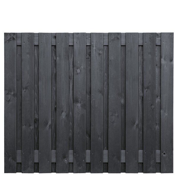 Tuinscherm Stuttgart, zwart gespoten vuren, RVS-geschroefd, 21-planks (19+2) 180 x 150 cm