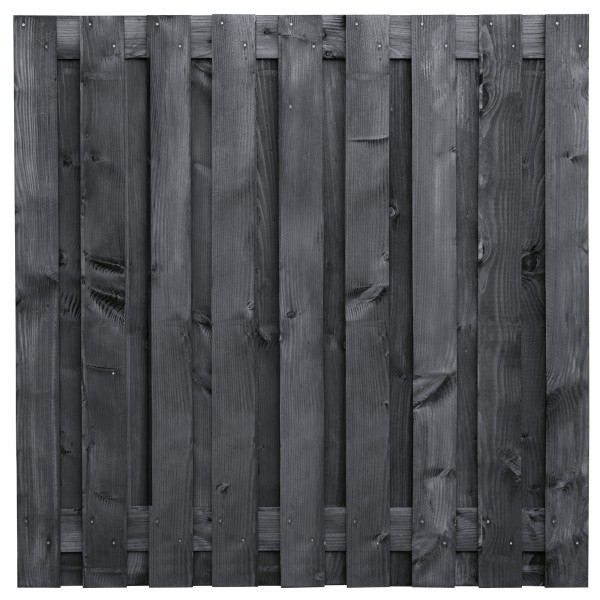 Tuinscherm Karin, zwart geïmpregneerd douglas, RVS-geschroefd, 19-planks (17+2) 180 x 180 cm
