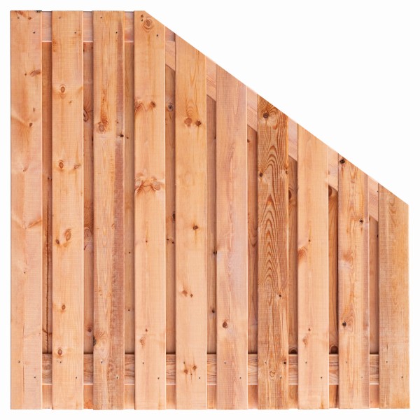 Tuinscherm Casablanca verloop, Red Class Wood geïmpregneerd ME vuren, RVS-geschroefd, 21-planks (19+2) 180 x 180/90 cm