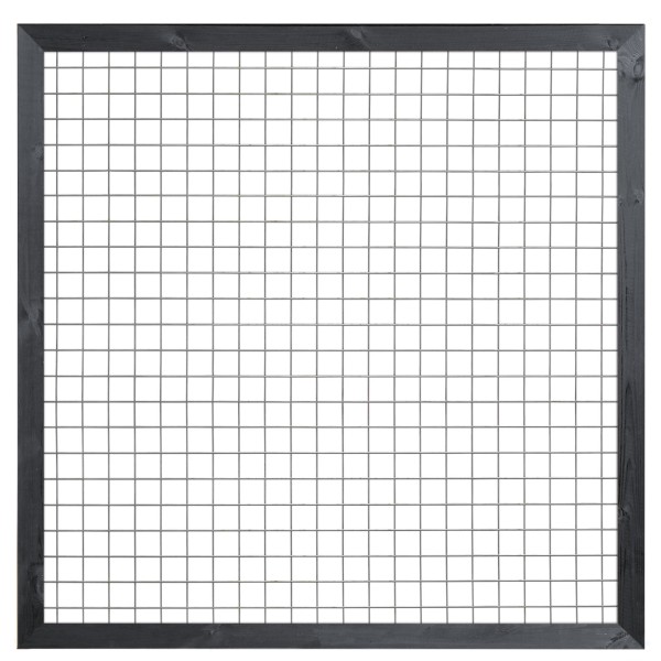 Gaaselement vuurverzinkt maaswijdte 7,5 x 7,5 cm met robuust kader grenen zwart gespoten 4,4 x 6,8 cm H180 x B180 cm