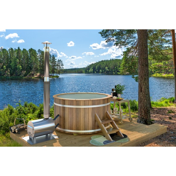 Hottub met externe RVS kachel Ø180 cm Thermowood