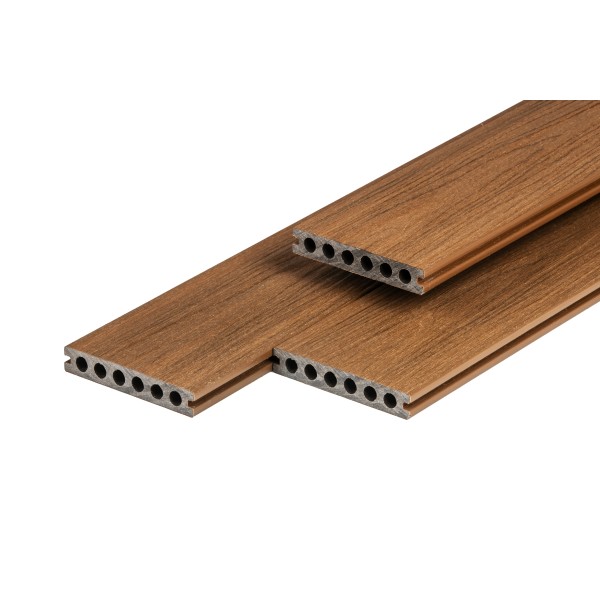 PuraShield composiet vlonderplank 2,3 x 13,8 x 500 cm, teak, semi-massief, fijne houtnerf, clip systeem