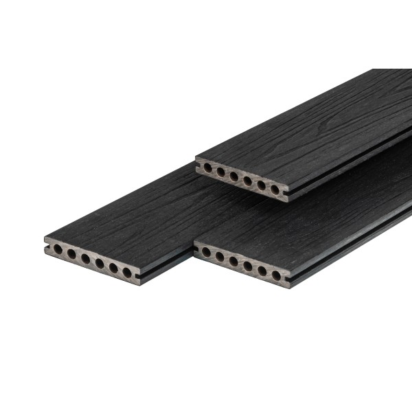 PuraShield composiet vlonderplank 2,3 x 13,8 x 300 cm, ebony black, semi-massief, fijne houtnerf, clip systeem
