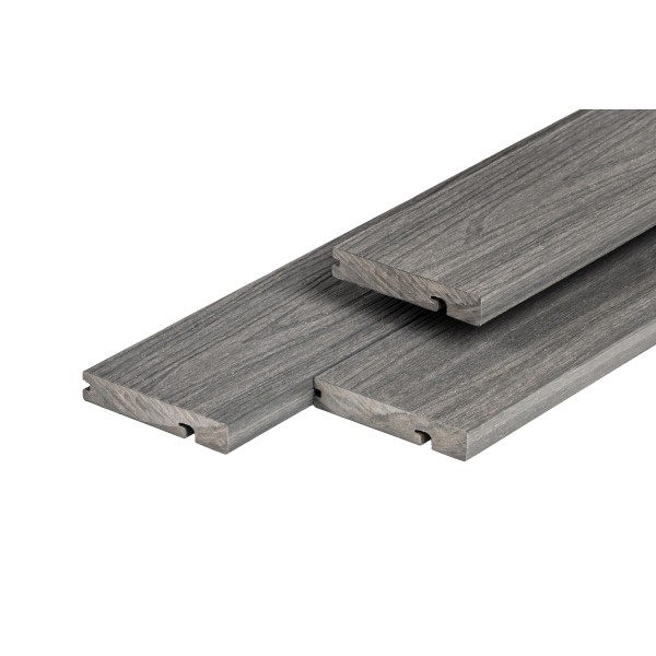 PuraShield composiet eindplank  2,3 x 13,8 x 300 cm, dark grey, fijne houtnerf, clip systeem