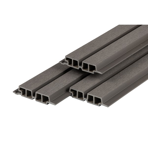 PuraTech 55 composiet dubbel profiel 3,3 x 17,0 x 290 cm, dark grey, fijne houtnerf