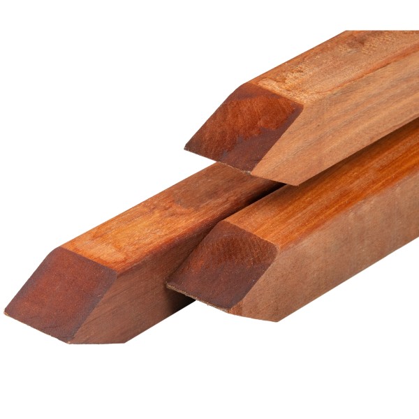 Azobé hardhout paal 6,5 x 6,5 x 275 cm geschaafd, gepunt, 4 ronde hoeken