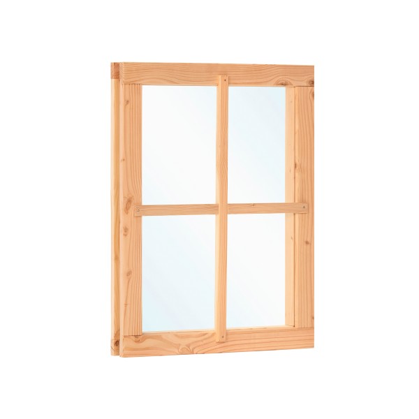 Douglas vast raam B642 x H812 mm (buitenwerkse maat) incl. roedes, RVS raambeslag