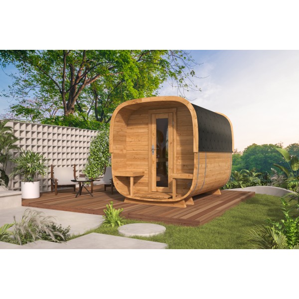 Sauna cube Rovaniemi 280 cm | 42 mm | Thermowood | met panorama raam