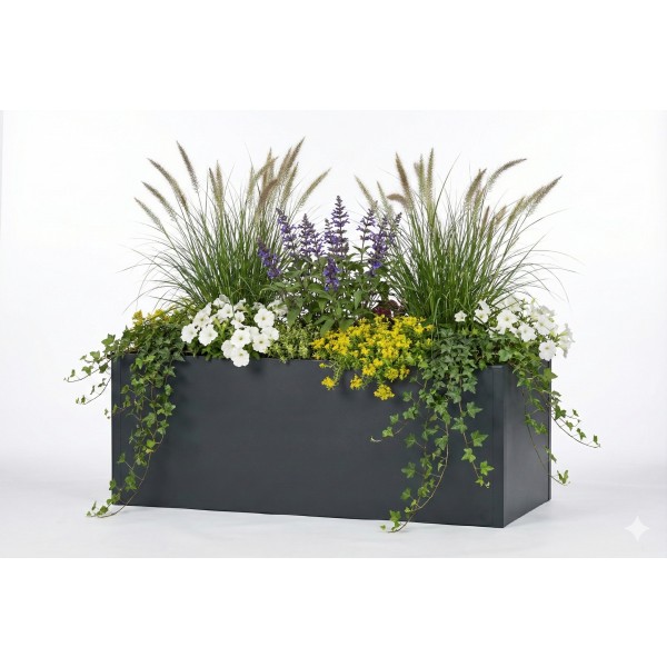 Seneca 200 – Dubbelwandige bloembak antraciet – 200 x 100 x 76 cm