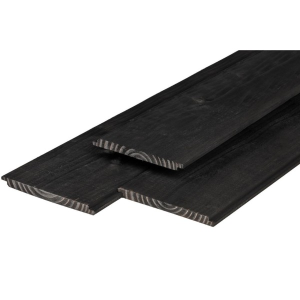 Douglas wisselsponning 18x195x4000mm, zwart gespoten, 3 zijden geschaafd, 1 zijde fijnbezaagd